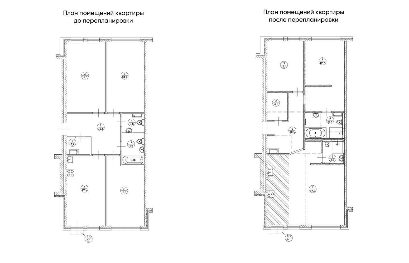 Планы помещений квартиры до и после перепланировки Планы помещений квартиры до и после перепланировки